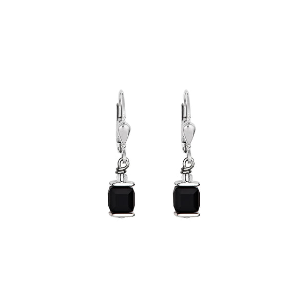 CL 0094/20-1300 Earrings St/St with Black Colour Swarovski Crystals & S/Stl Fitting