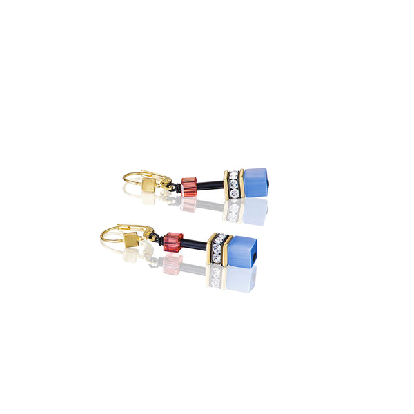 Coeur De Lion CL 2838/20-1572 Gold Plt St/Stl Multi Colour Geo-Cube Earrings