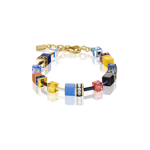 Coeur De Lion CL 2838/30-1572 Gold Plt St/Stl Multi Colour Geo-Cube Bracelet