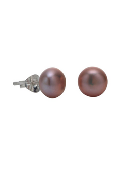 Stg Silver 8mm Button FW Pearl Stud Earrings
