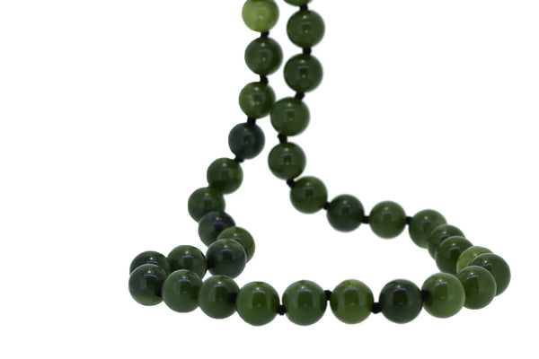 NZ Greenstone 8mm beads necklace with ss clasp