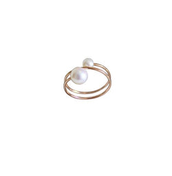 Rose Gold Filled Spring Ring with Fresh Water White Round Pearls 4mm & 6.5mm