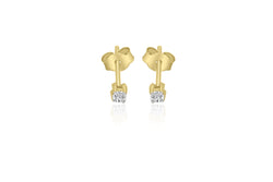 9K Yellow Gold Claw Set Diamond Earrings