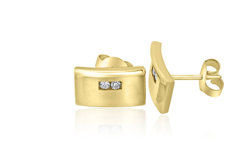 9k Yellow Gold Channel Set Diamond Earrings