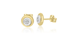 18K Yellow Gold & White Gold 2-tone Diamond Earrings