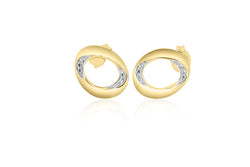 9K Yellow Gold Diamond Earrings Oval Shape