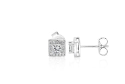 18k White Gold Cluster Diamond Earrings