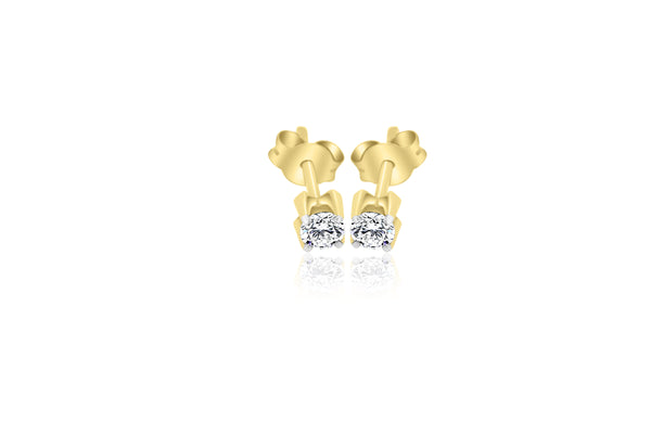 9k Yellow Gold Claw Set Diamond Earrings