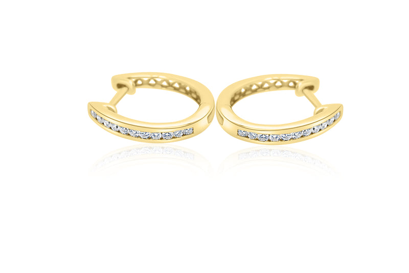 18k Yellow Gold Channel Set Diamond Earrings