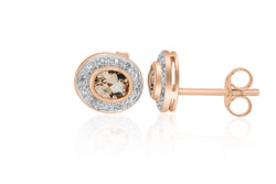 9k Rose Gold Diamond-Accented Morganite Stud Earrings