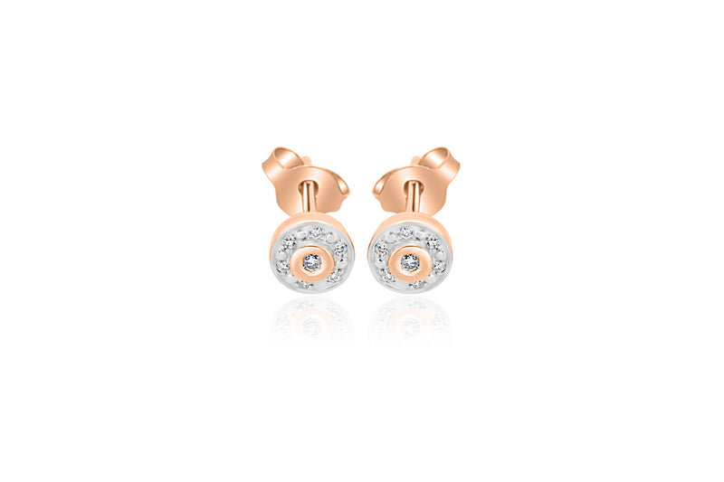 9k Rose Gold Diamond Stud Earrings