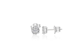 9K White Gold Cluster Diamond Earrings