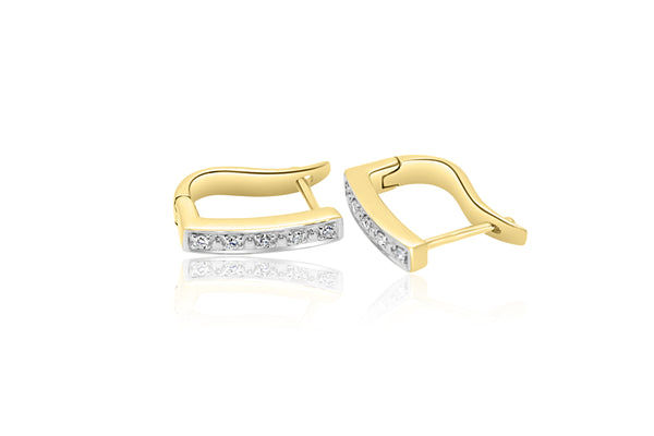 9k Yellow Gold Diamond Earrings Hinged Loop