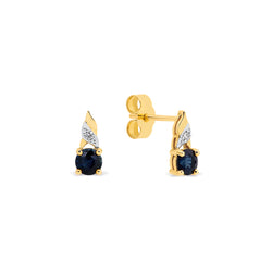 9k Yellow Gold  Diamond & Sapphire Earrings