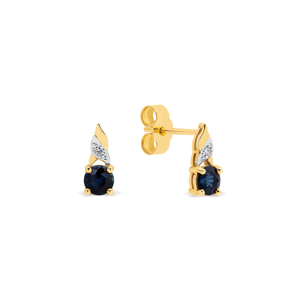 9k Yellow Gold  Diamond & Sapphire Earrings