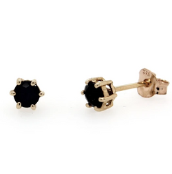 9K Yellow Gold 6 Claw Sapphire Stud Earrings