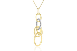 9k Yellow Gold & White Gold 2-tone Oval Links Diamond Pendant with 9k Chain