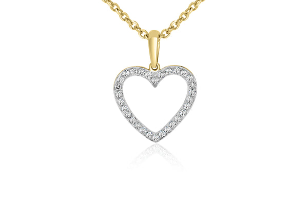 9k Yellow Gold & White Gold 2-tone Diamond Pendant (Diamond Heart Pendant)