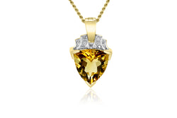 9K Yellow Gold & White Gold 2-tone Diamond- Accented Citrine Enhancer Pendant