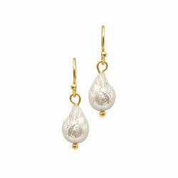 Dansk Audrey Earrings, Gold Colour Ion Plt, Baraque Freshwater Pearls 2cm with Surgical  Steel