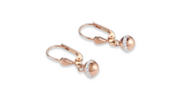 Coeur De Lion Earrings Matte and polished natural onyx contrasts stylishly with rose gold pave crystal spheres feature