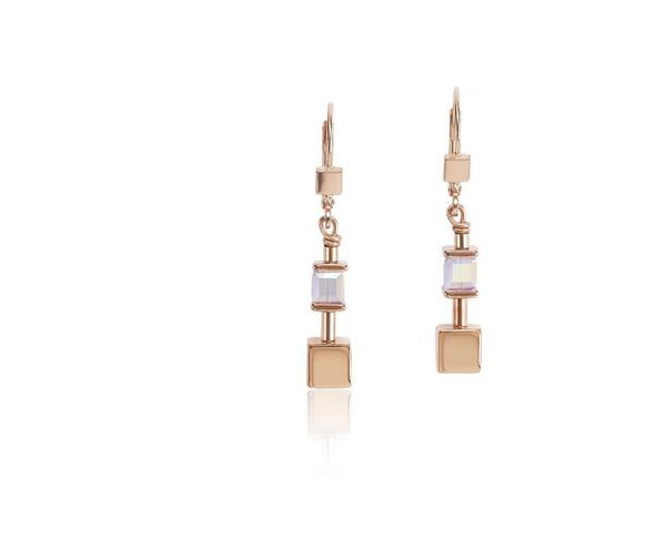 COEUR DE LION EARRINGS NATURAL SELECTION- EARRINGS , ST/ST WITH ROSE GOLD PLATED & EUROPEAN CRYSTAL WITH ST/ST FITTINGS