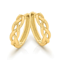 9k yELLOW GOLD celtic HUGGIE earrings