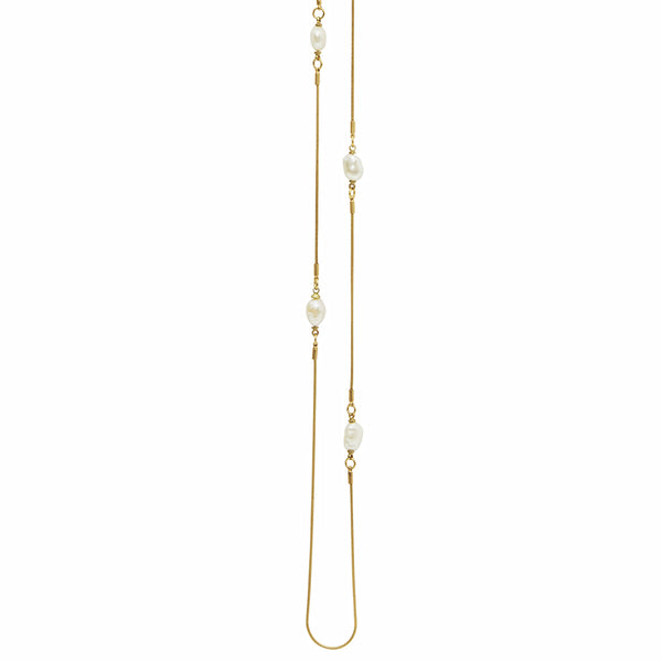 Dansk Audrey Multi Necklace Gold Colour Ion Plt with Baraque Freshwater Pearl