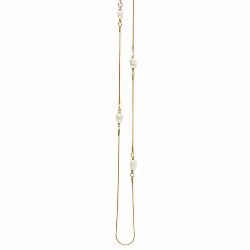 Dansk Audrey Multi Necklace Gold Colour Ion Plt with Baraque Freshwater Pearl