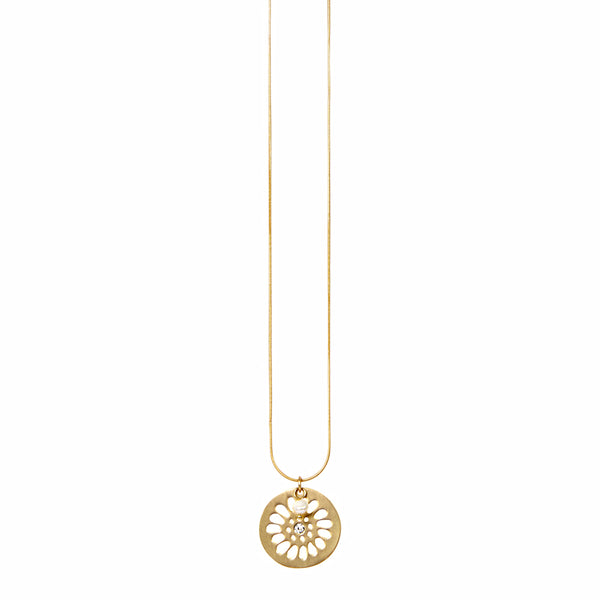 Dansk Daisy Gold Colour Ion Plt Necklace with Baroque FW Pearl & CZ