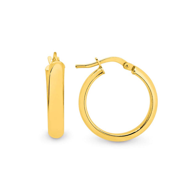 Stg Silver 17x4mm gold plated creole hoop earrings