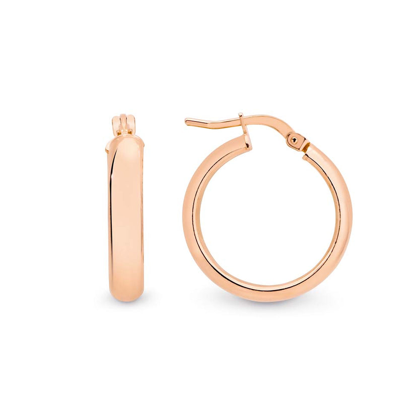 Stg Silver 17x4mm Rose gold plated creole hoop earringS
