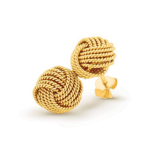 STG 10MM KNOT YELLOW GOLD PLATED STUD EARRINGS