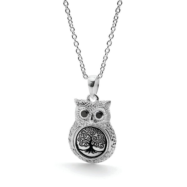 STG  silver 20*15MM 'TREE OF LIFE' OWL PENDANT With RCA40 45CM CHAIN