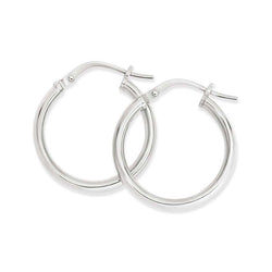 9WS 9K White Gold & Silver Bonded Round Hoop Earrings