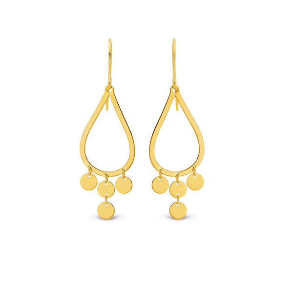9YS 9k Yellow Gold & Silver Bounded Drop Earrings