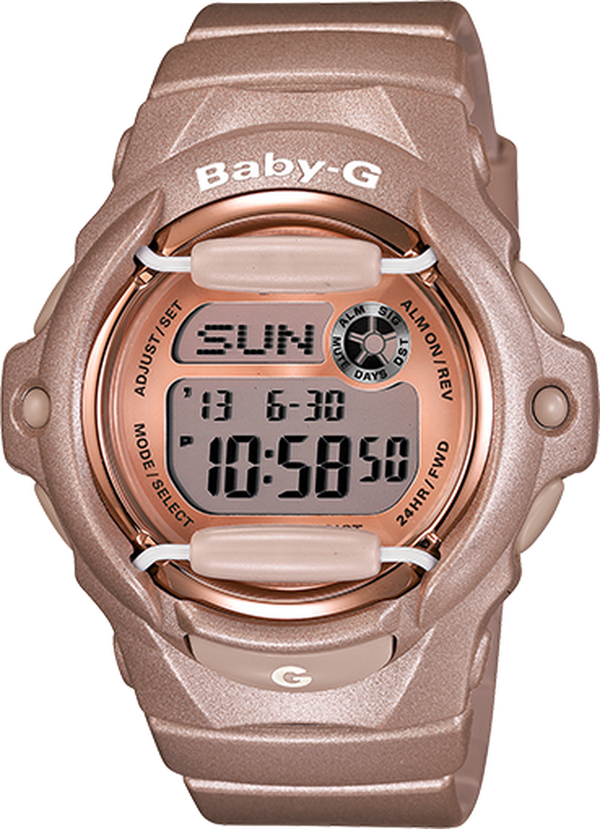 CASIO BABY G DIGI PASTELSERIES 100M WR, DAY/DATE, STOPWATCH PINK