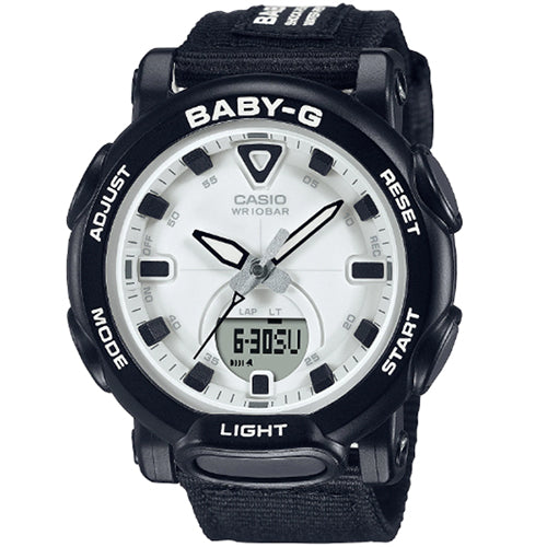 CASIO BABY G DUO OUTDOOR CONCEPT 100M WR W/TIME, 5 ALARMS BLK FACE WITH RESIN BAND