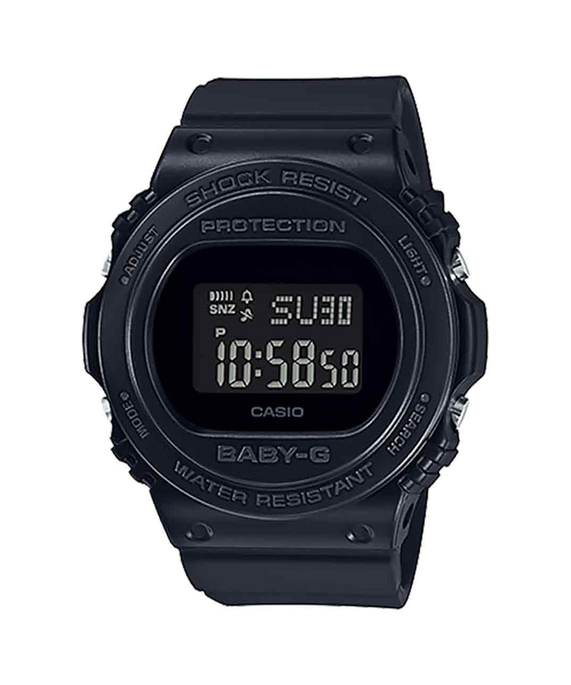 Casio Baby G Digital Round Basic S/wtch, Alarm, 100m Wr Blk Face & Resin Band