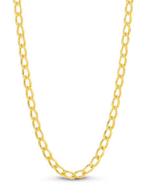 9K Yellow Gold Open Curb Chain 45cm