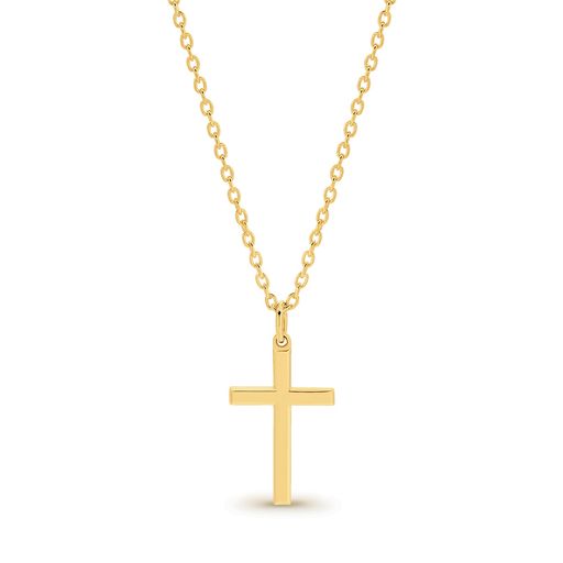 9K YELLOW GOLD CROSS WITH STG GOLD PLATED CHAIN 45CM