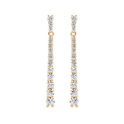 STG SILVER ROUND GRADUAL WHITE CZ DROP EARRINGS ROSE GOLD PLATED