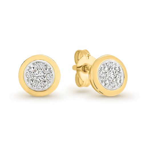 9K YELLOW GOLD  DIAMOND STUD EARINGS