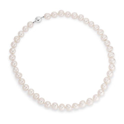FW PEARL 10-10.5mm White Potato /Stg Magnettic Knotted Necklace