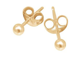 9K YELLOW GOLD 4MM BALL STUD EARRINGS WITH GOLD FILLED SCROLLS