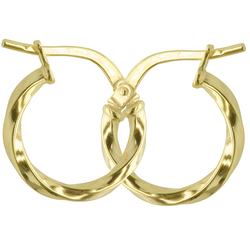 9K yellow gold Silver Filled Twisted Hoop Earrings