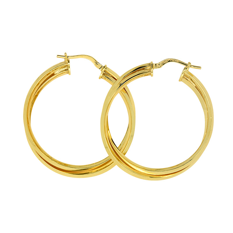 9K Yellow Gold and Sterling Silver Bonded Earrings