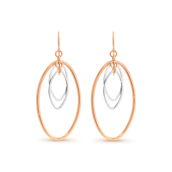 9K ROSE gold AND white GOLD & SILVER BONDED DROP EARRINGS