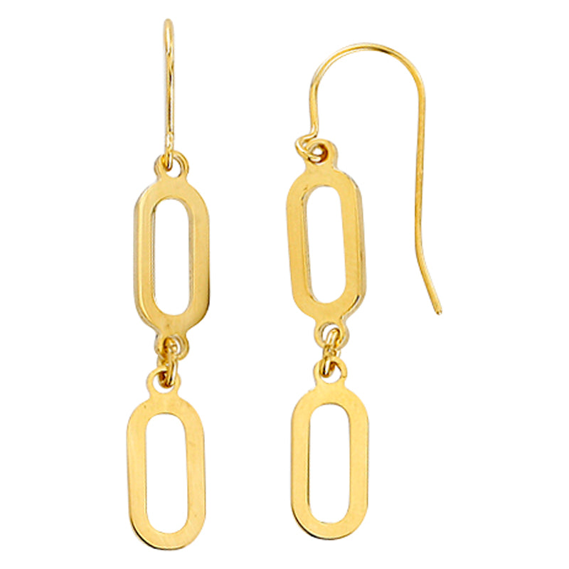 9K YELLOW GOLD and Silver Bonded Chain Link Earrings