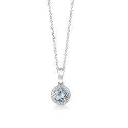 9K WHITE GOLD AQUAMARINE EARRINGS AND NECKLACE SET WITH 9K WG CHAIN